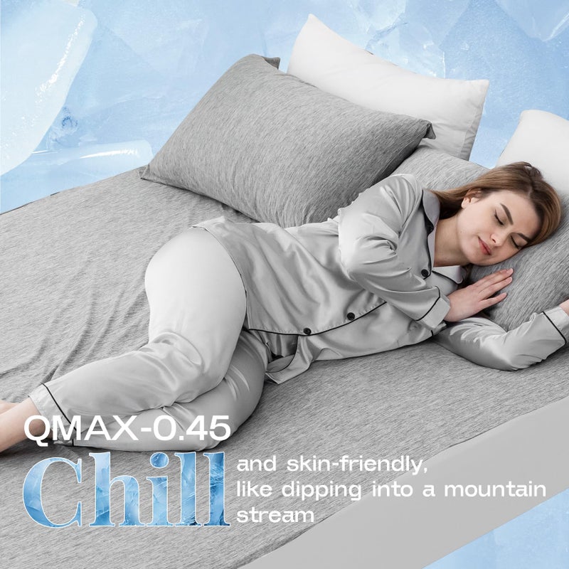 OMERAI Queen Sheet Set, 3 Piece Bed Sheets for Hot Sleeper, Breathable & Cooling, Includes 1 Fitted Sheet and 2 Pillowcases, Grey - Image 2